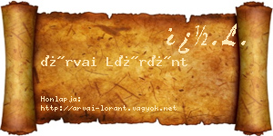 Árvai Lóránt névjegykártya